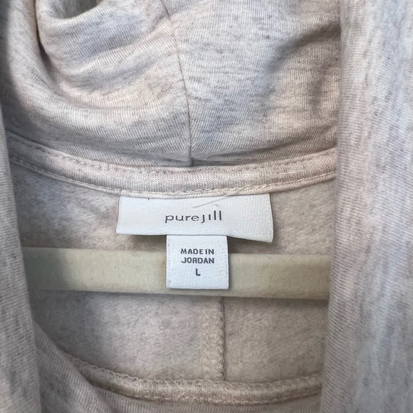 PureJill Fleece Cowl Neck Tunic Top Oatmeal Large Cozy Casual Neutral Coastal - Picture 3 of 5